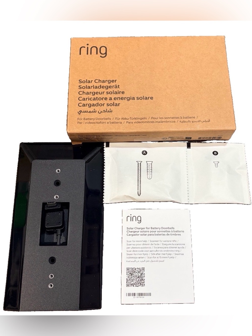 Ring Solar Charger for Battery Doorbells USB-C Black Open Box Unused Genuine OEM